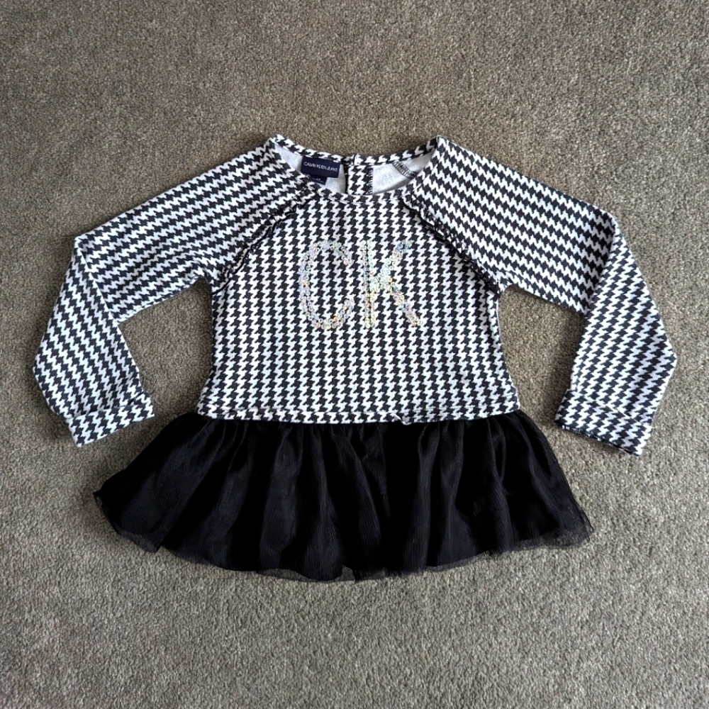 Calvin Klein Jeans black and white top tutu hem girl's size 4T